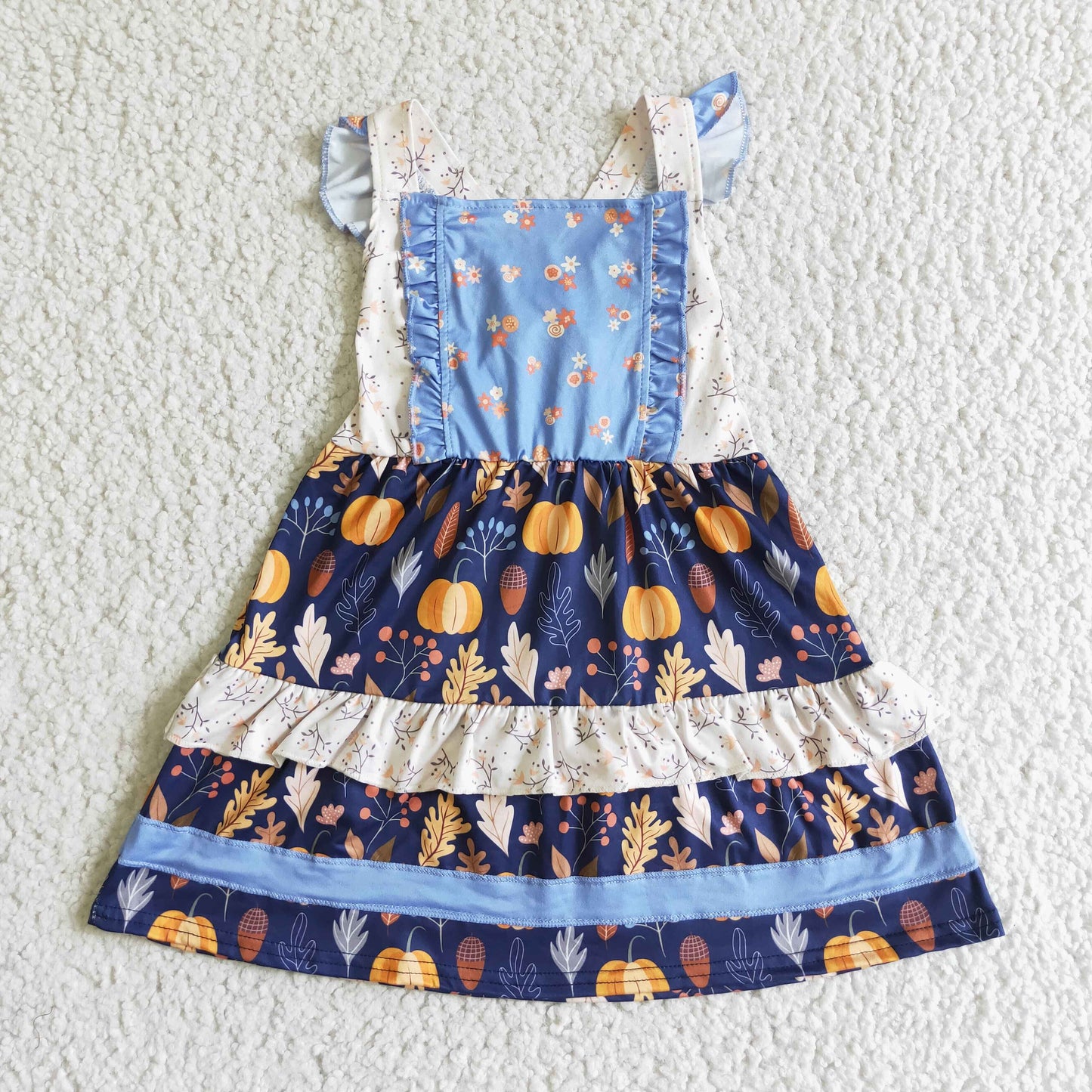 girls sleeveless leaf pumpkin fall dress