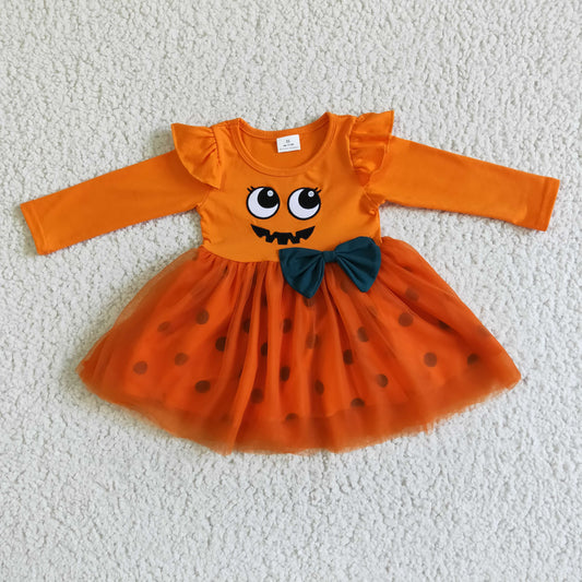 Baby girls long sleeve Halloween tulle bow dress