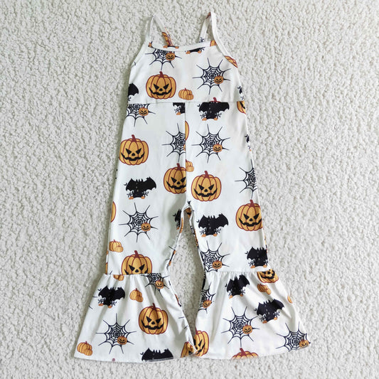 kids spiderweb Halloween pumpkin jumpsuit