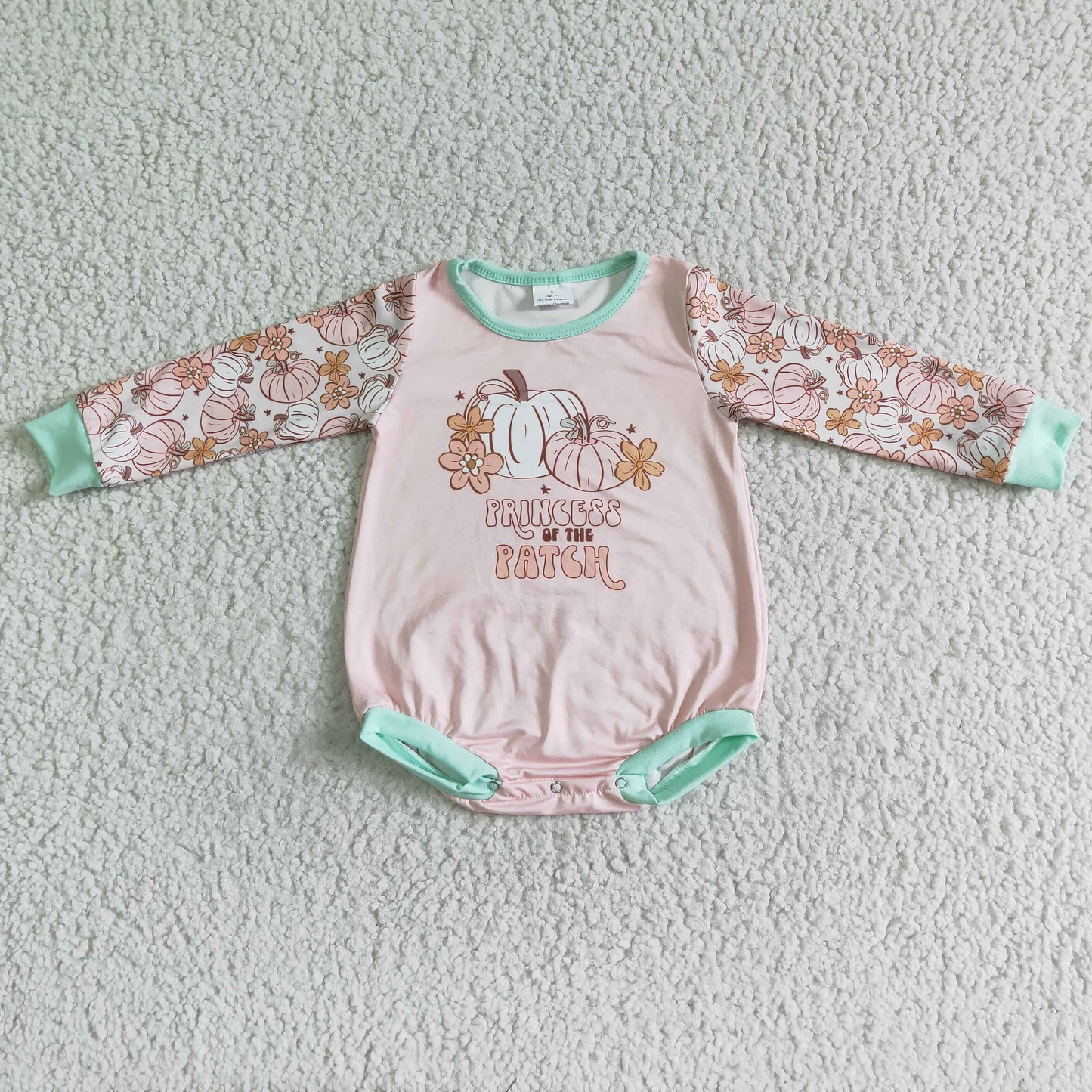 girls long sleeve pumpkin romper