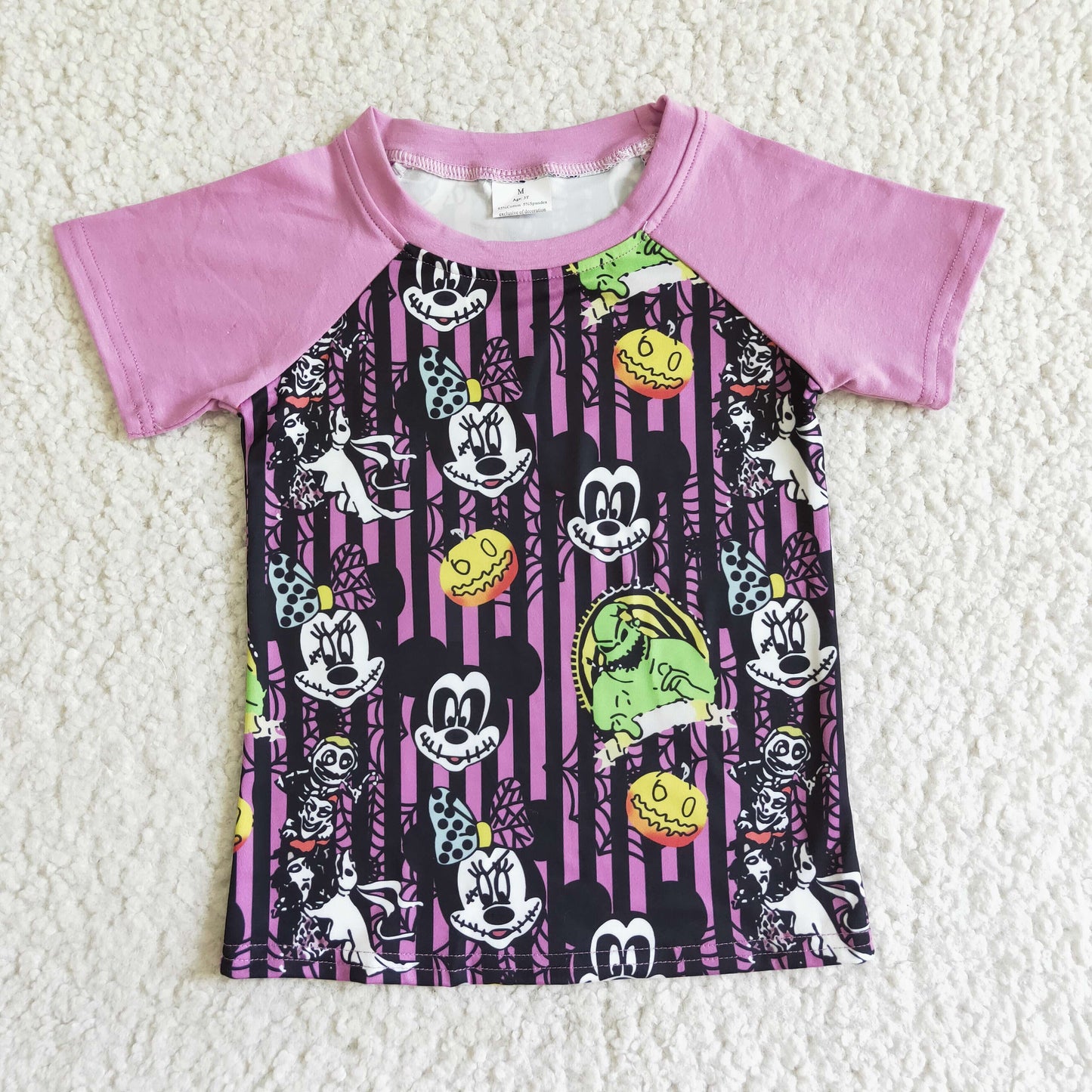 boy short sleeve cartoon Halloween pumpkin top