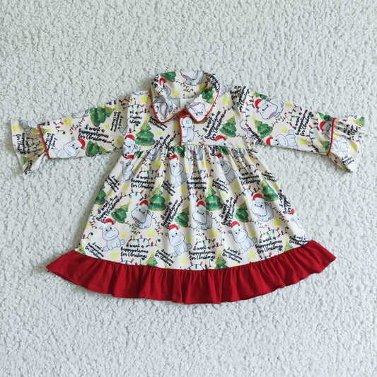 Newborn baby girls long sleeve gown baby Christmas gown dress