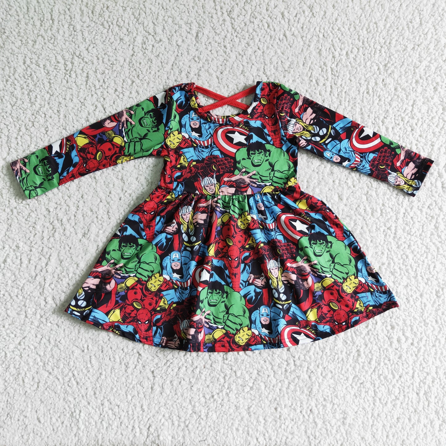 baby girls long sleeve red cartoon design dress