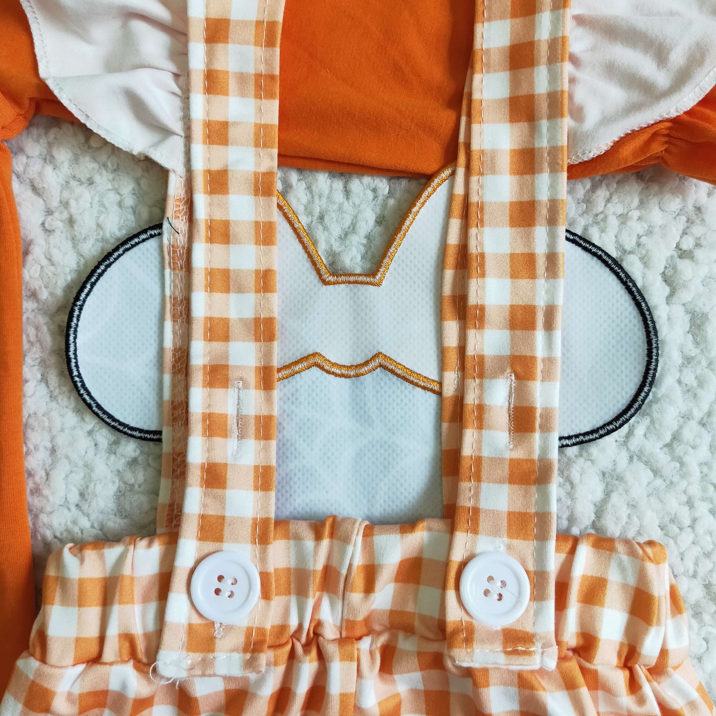 Baby girls long sleeve orange top Halloween suspender pants outfit