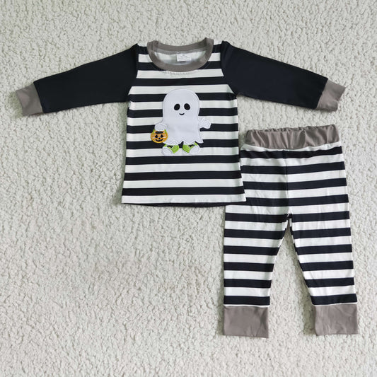 Boy Halloween ghost pumpkin pajama set
