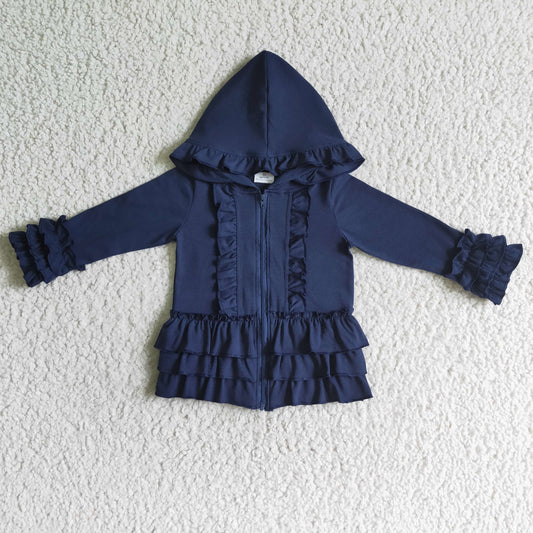 baby girls navy long sleeve cotton hoodie top