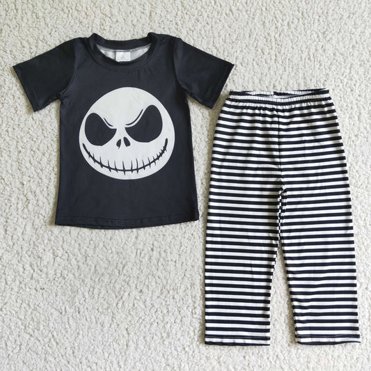 boy skull print short sleeve Halloween outfit