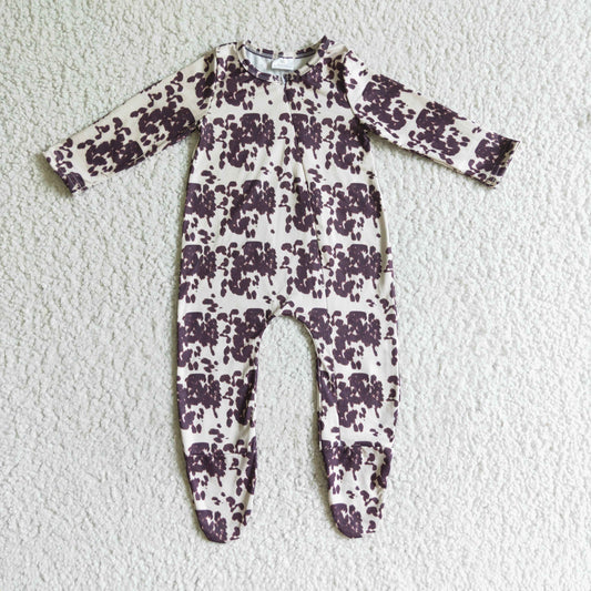 boy cowhide print footie romper