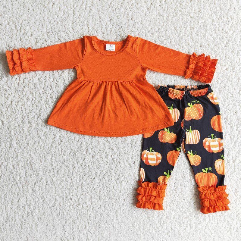 Baby girls orange pumpkin outfit