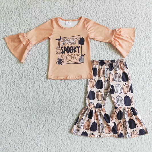 spooky Halloween pumpkin 2pcs outfit