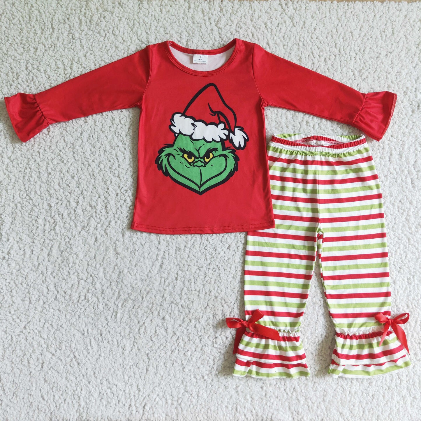 baby girls red long sleeve top bell pants Christmas outfit