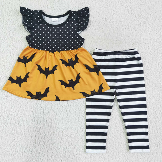 girls bat tunic top leggings Halloween outfit