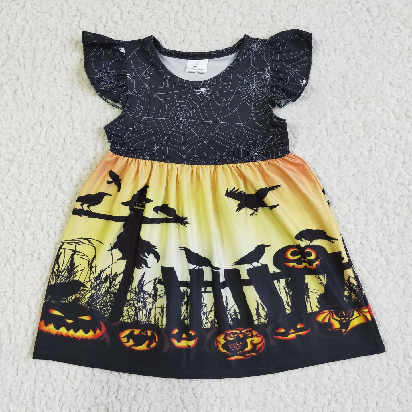 girls short sleeve Halloween pumpkin dress