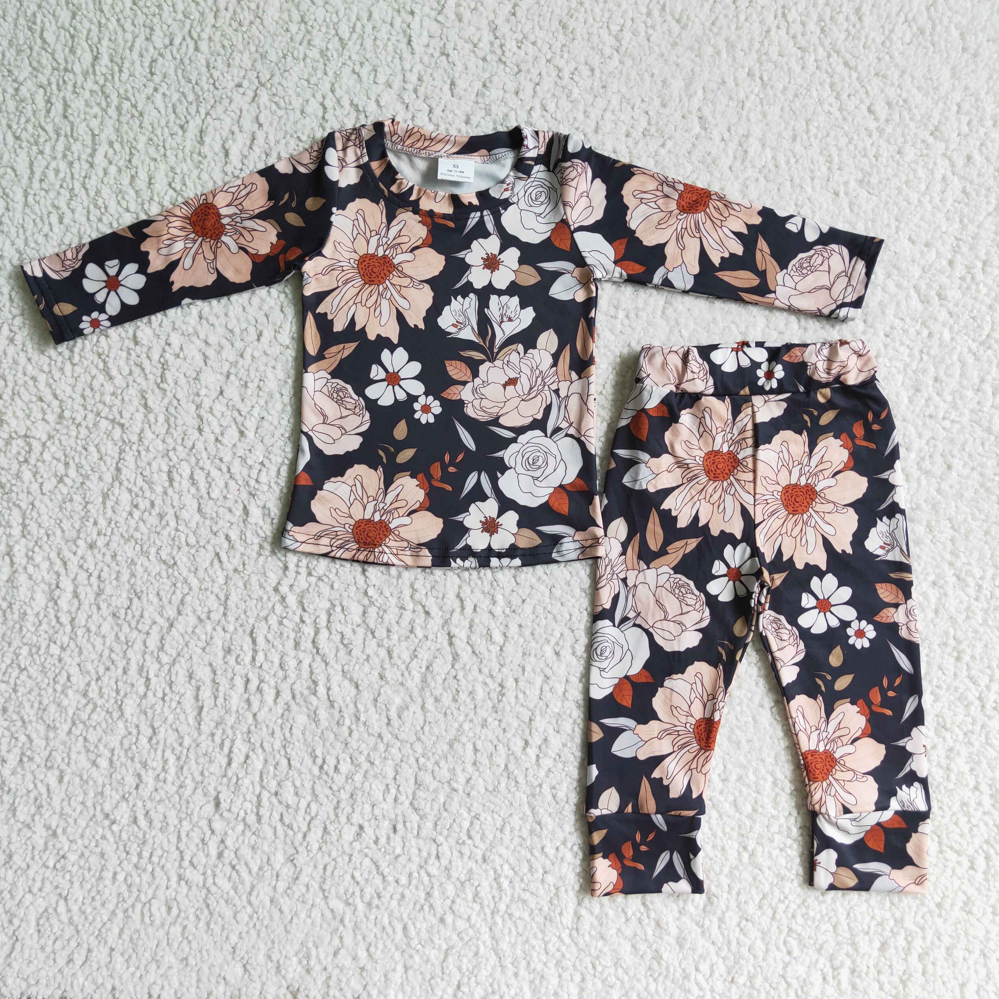 baby girl pink floral pajama set