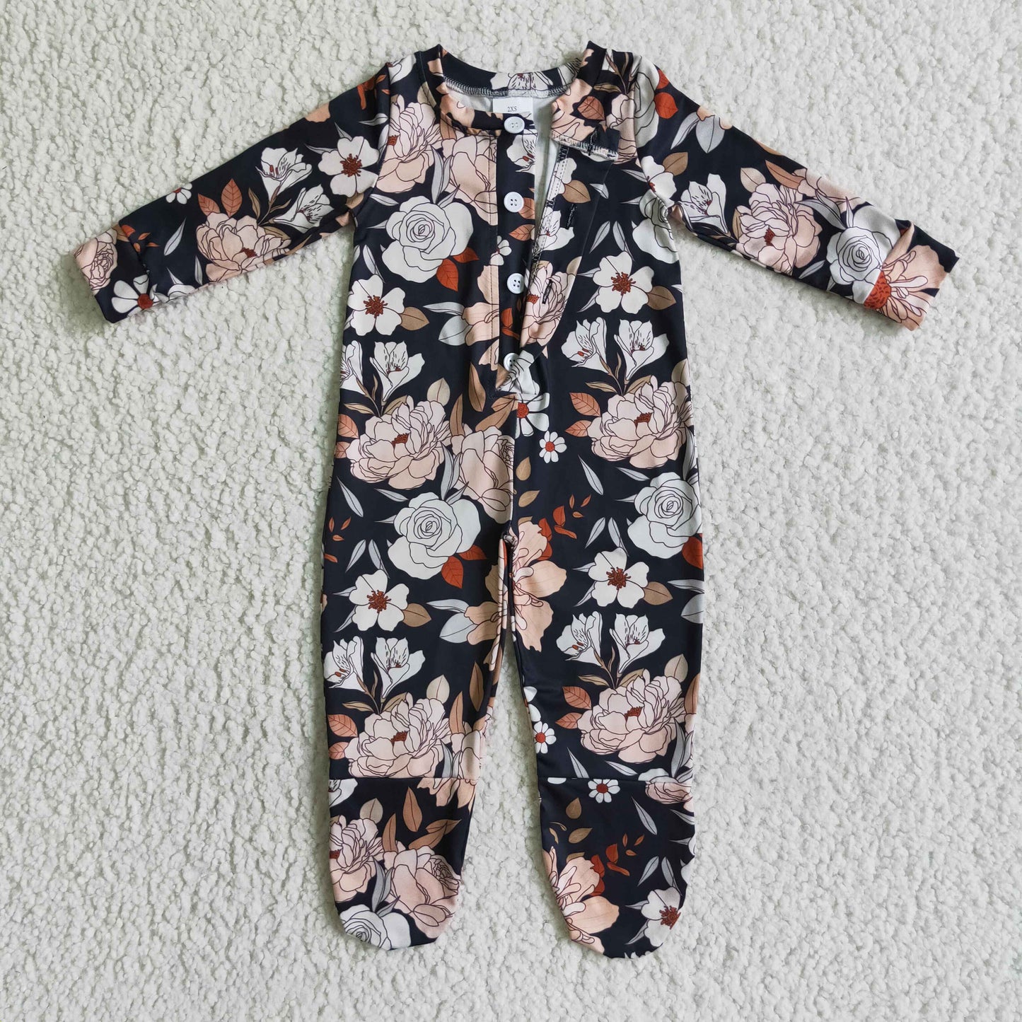 baby girls black flower romper