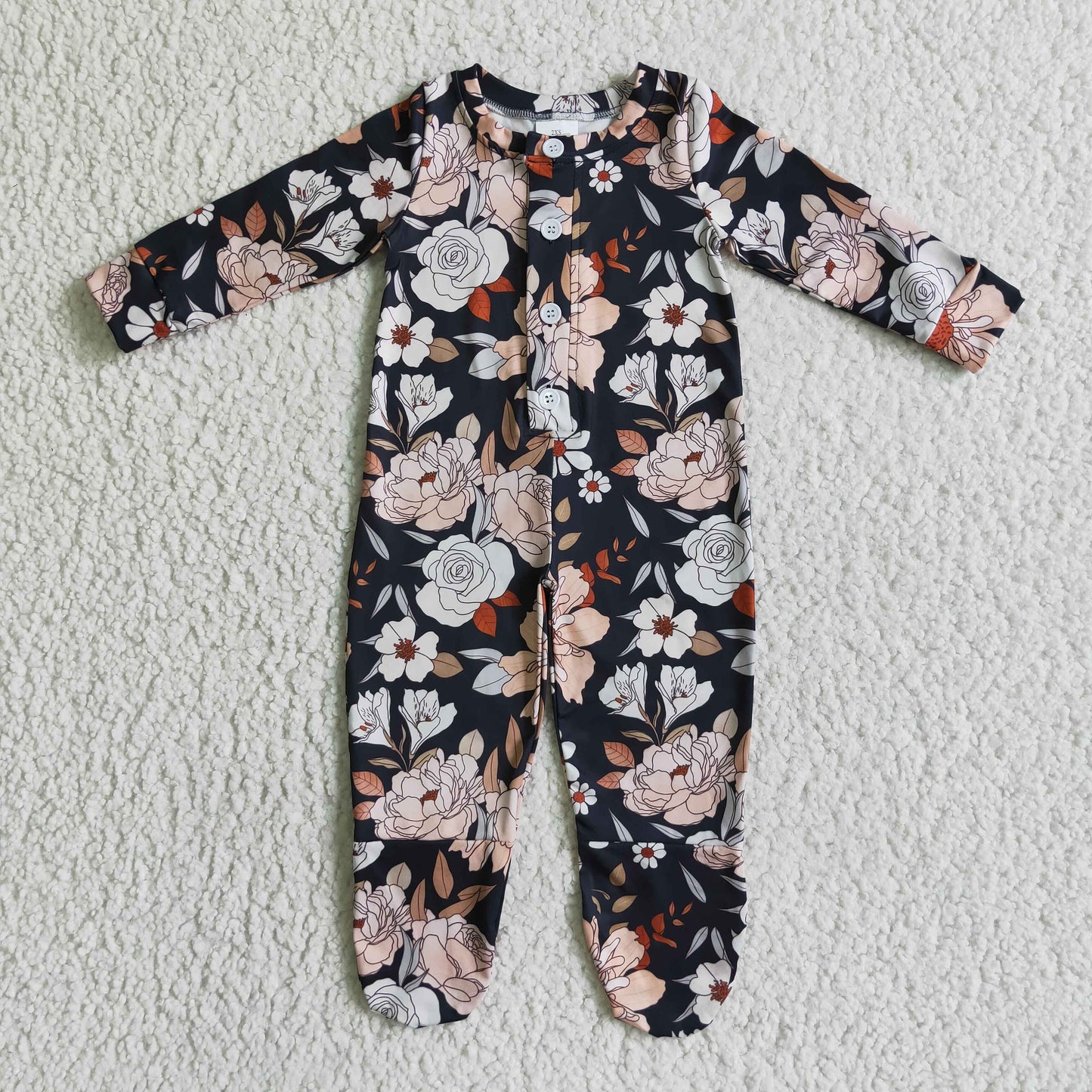 baby girls black flower romper