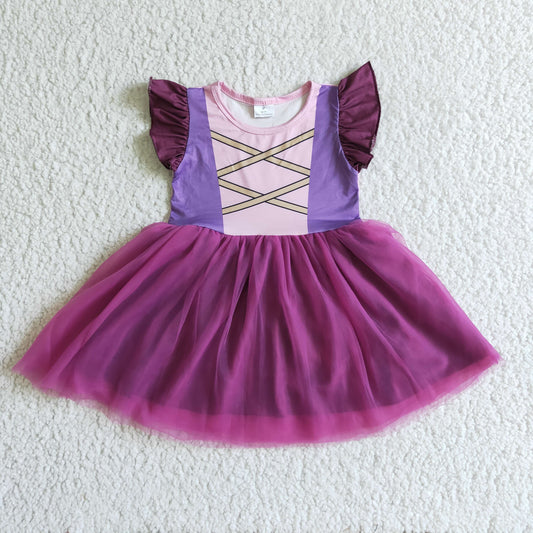 girls purple pink tulle dress