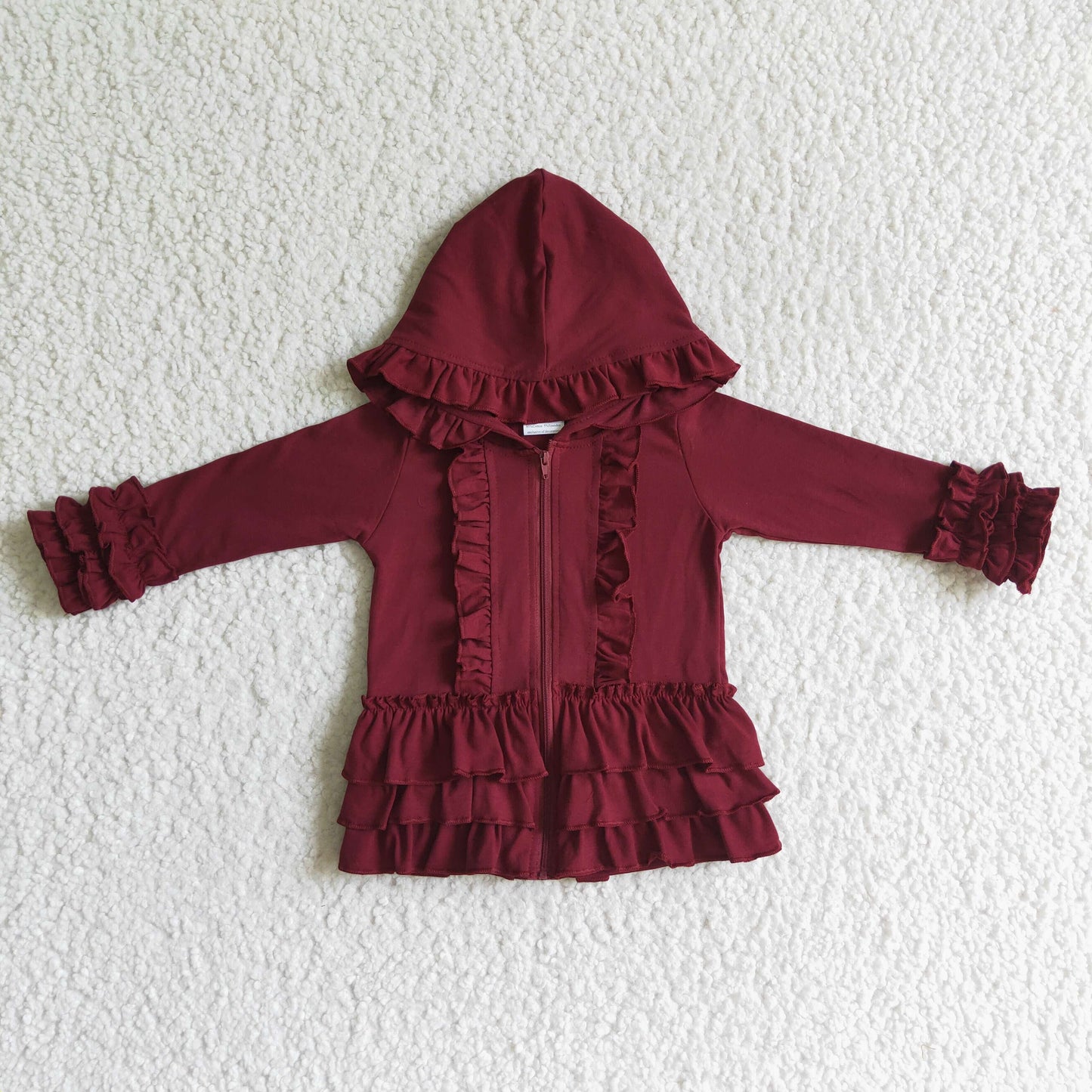 baby girls wine red long sleeve cotton hoodie top