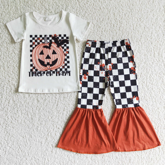 baby girls short sleeve Halloween pumpkin outfit