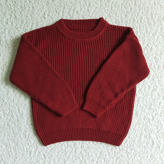 girls long sleeve wine red sweater
