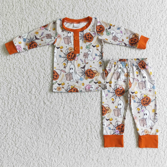 baby boy long sleeve Halloween ghost pajama set