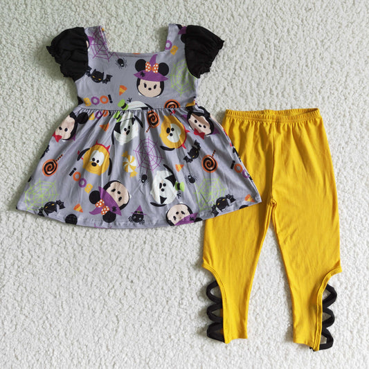 Girl short sleeve cartoon halloween outfit