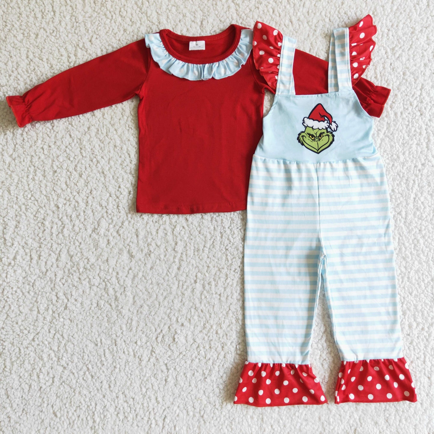Baby girls long sleeve top Christmas suspender outfit