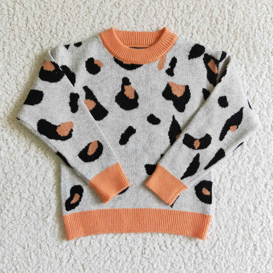 girls long sleeve leopard sweater