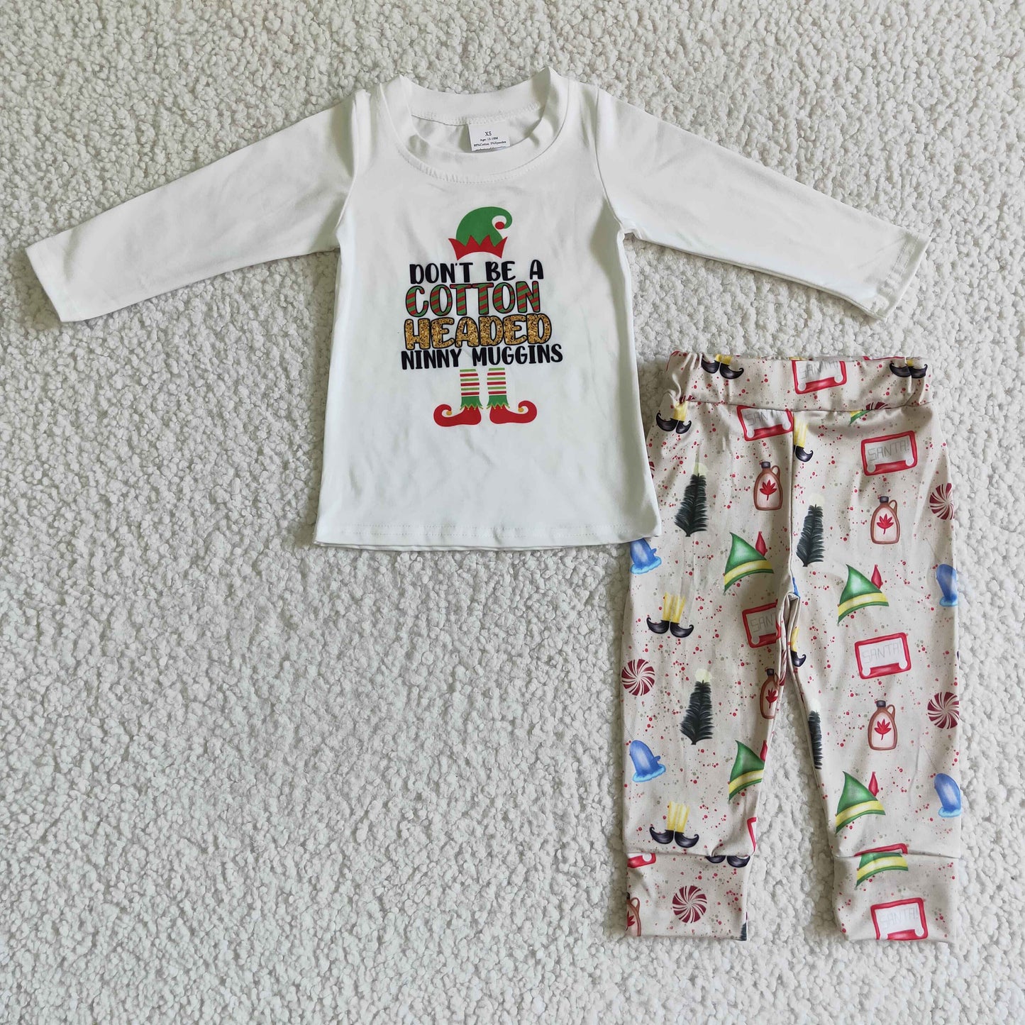 BOY long sleeve print top jogger pants Christmas outfit