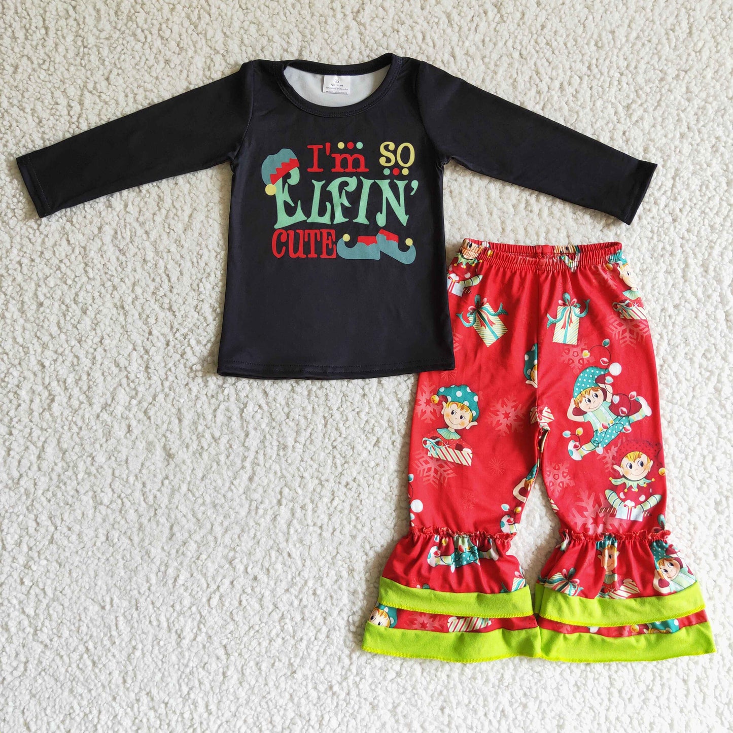 girls long sleeve Christmas outfit el