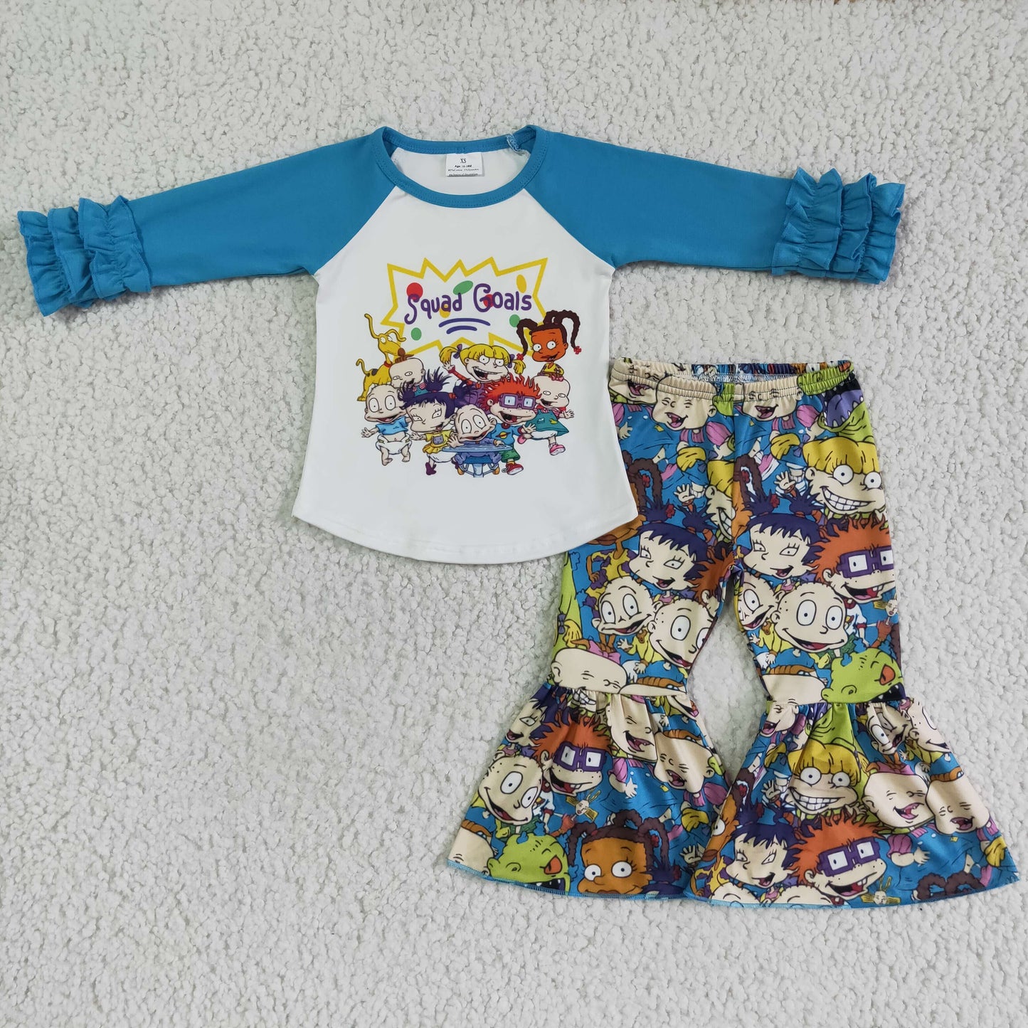 baby girls long sleeve blue cartoon outfit