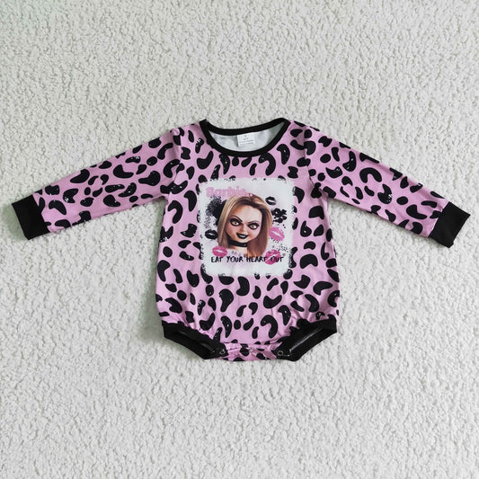 baby girls leopard print Halloween romper