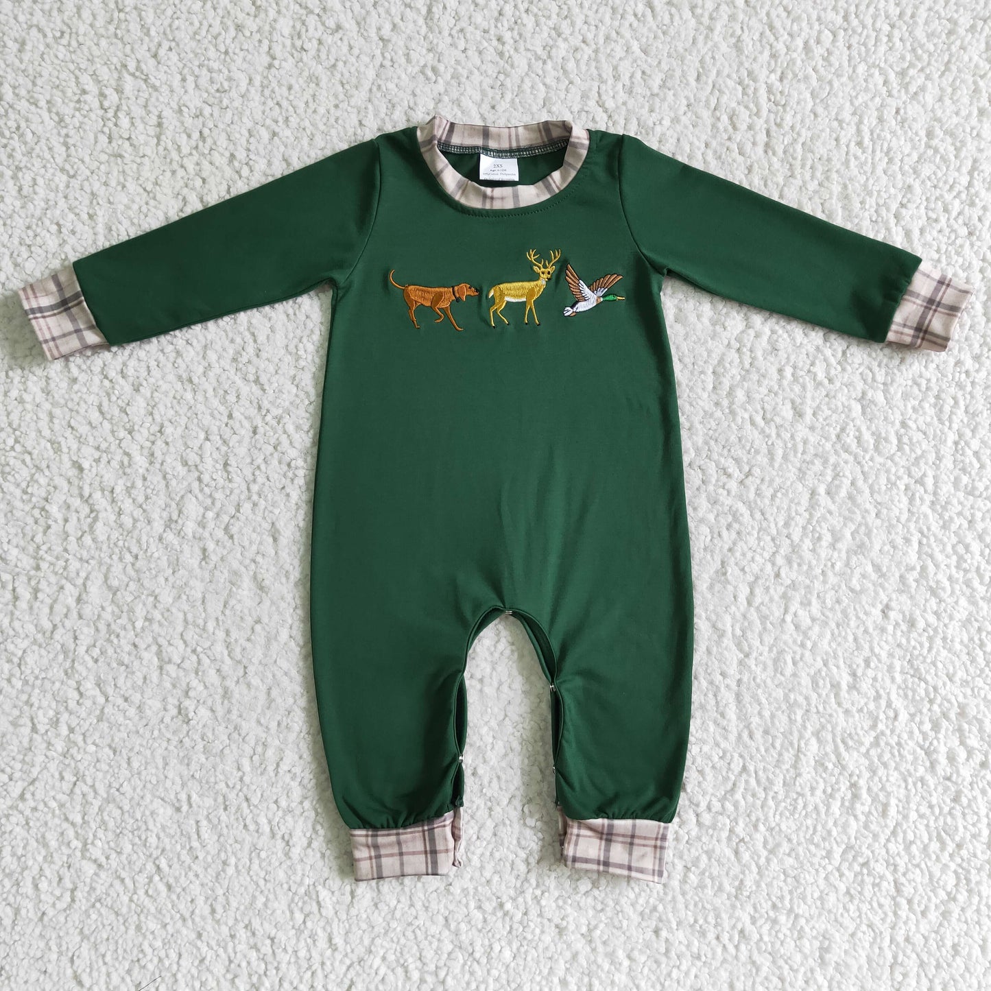 boy long sleeve embroidery reindeer romper