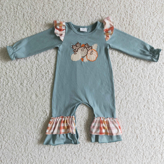 baby girls embroidery pumpkin leaf romper