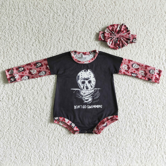 dont go swimming Halloween romper with headband