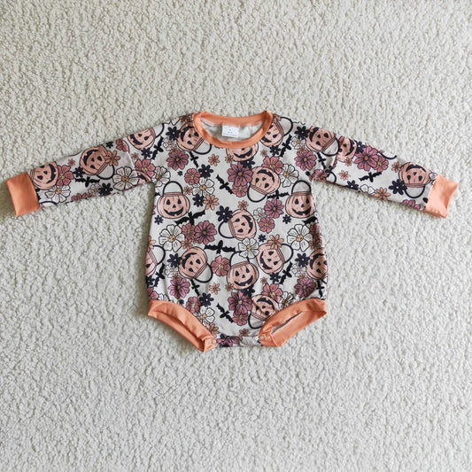 flower halloween pumpkin romper