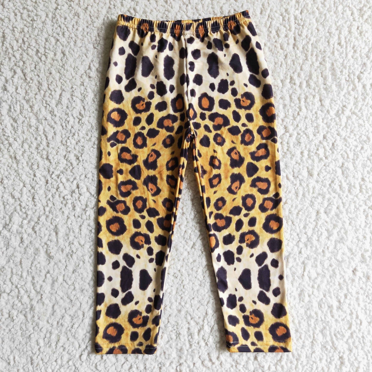 girls yellow leopard long leggings
