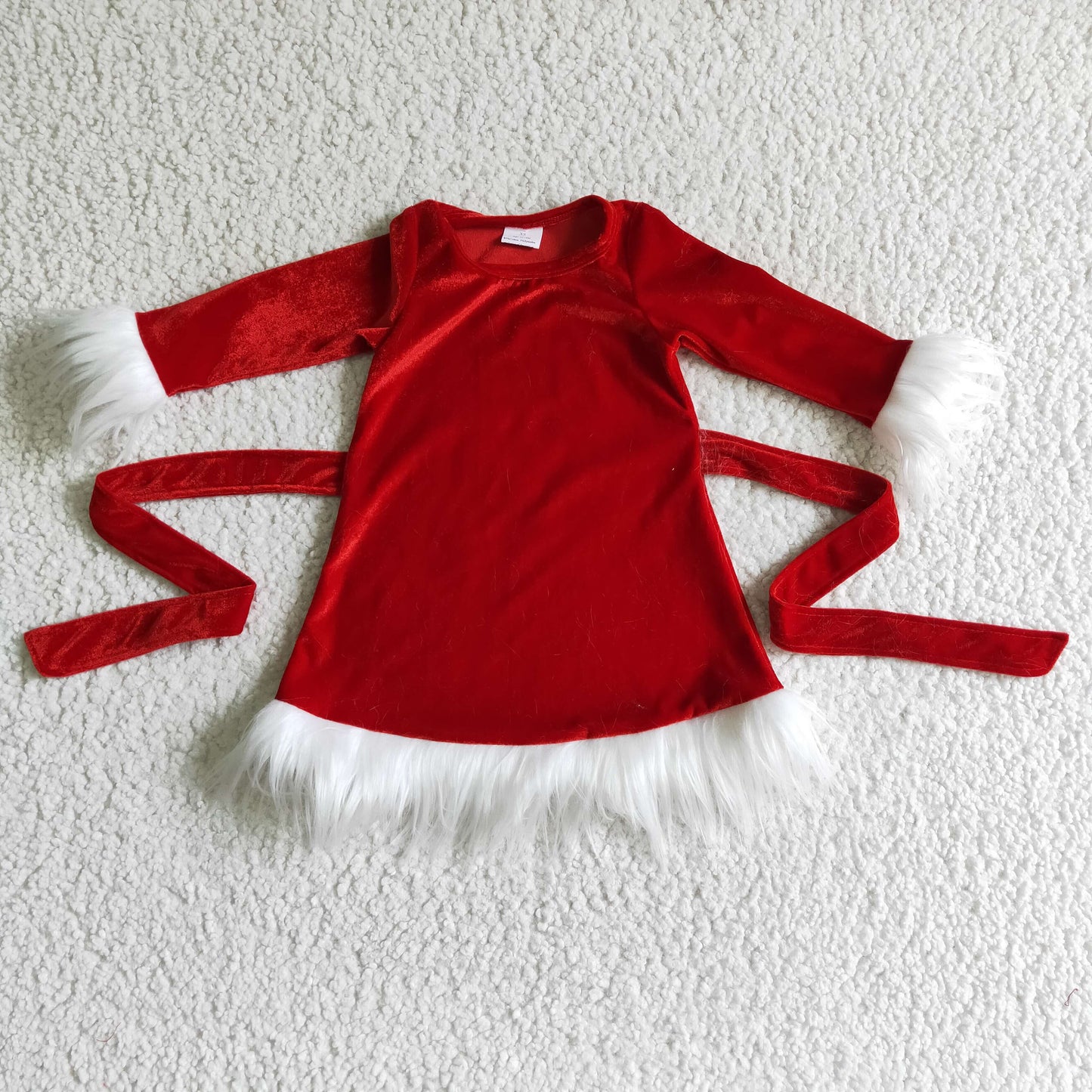 baby girls long sleeve red velvet Christmas dress