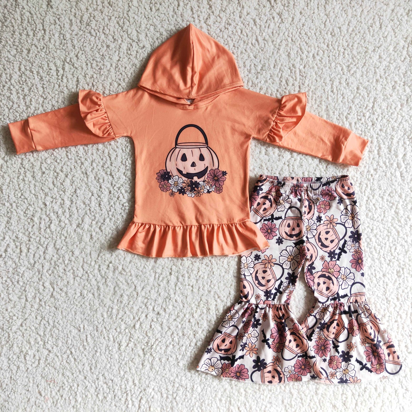 girls floral pumpkin hoodie set