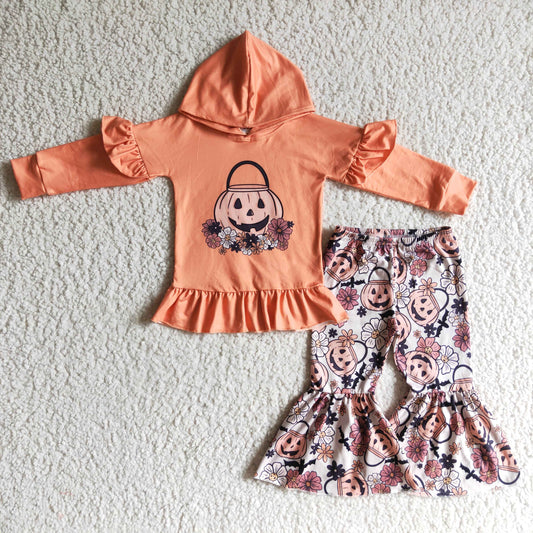 girls floral pumpkin hoodie set