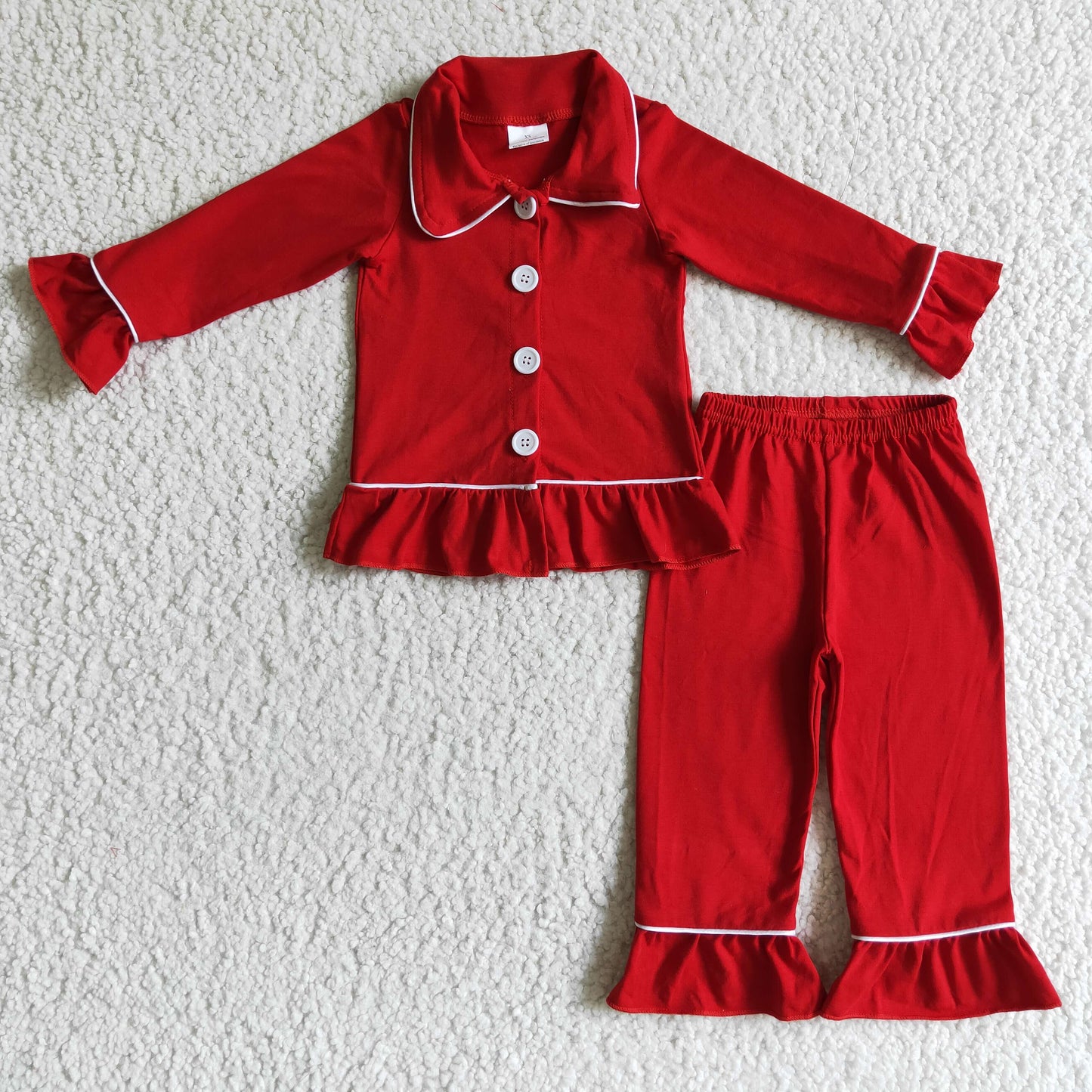 baby girl long sleeve Christmas red pajama set