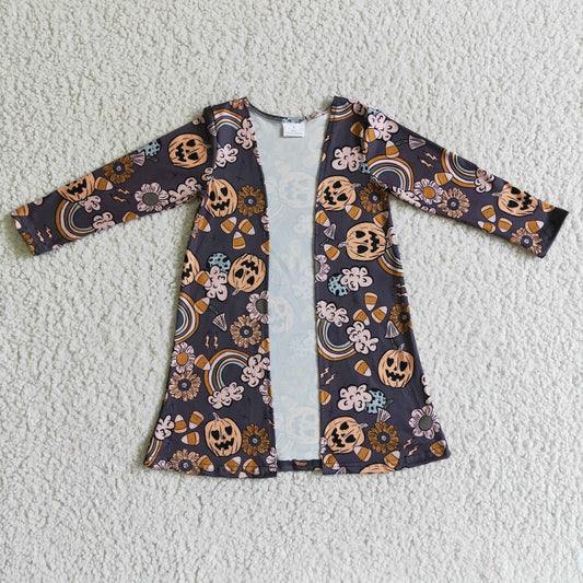 girls long sleeve rainbow pumpkin cardigan