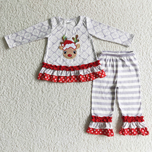 Kids embroidery reindeer outfit