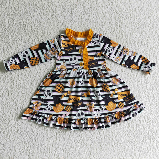 baby girls long sleeve Halloween pumpkin gown