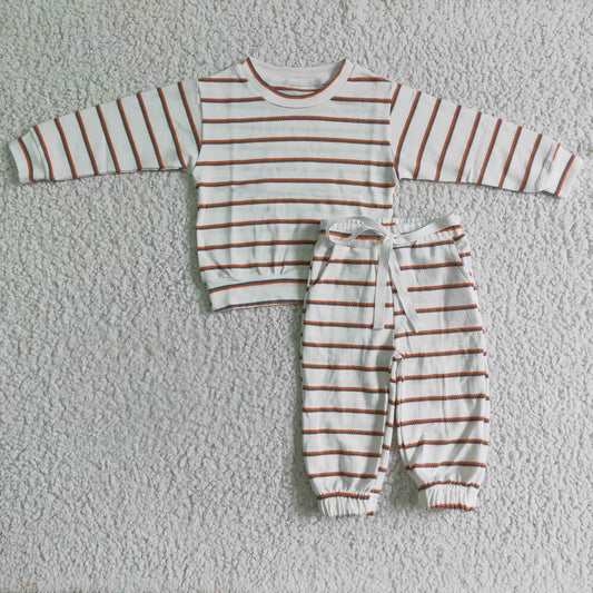 baby girls long sleeve brown stripes pajama set