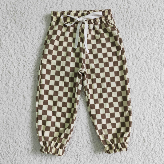 kids light brown plaid long pants