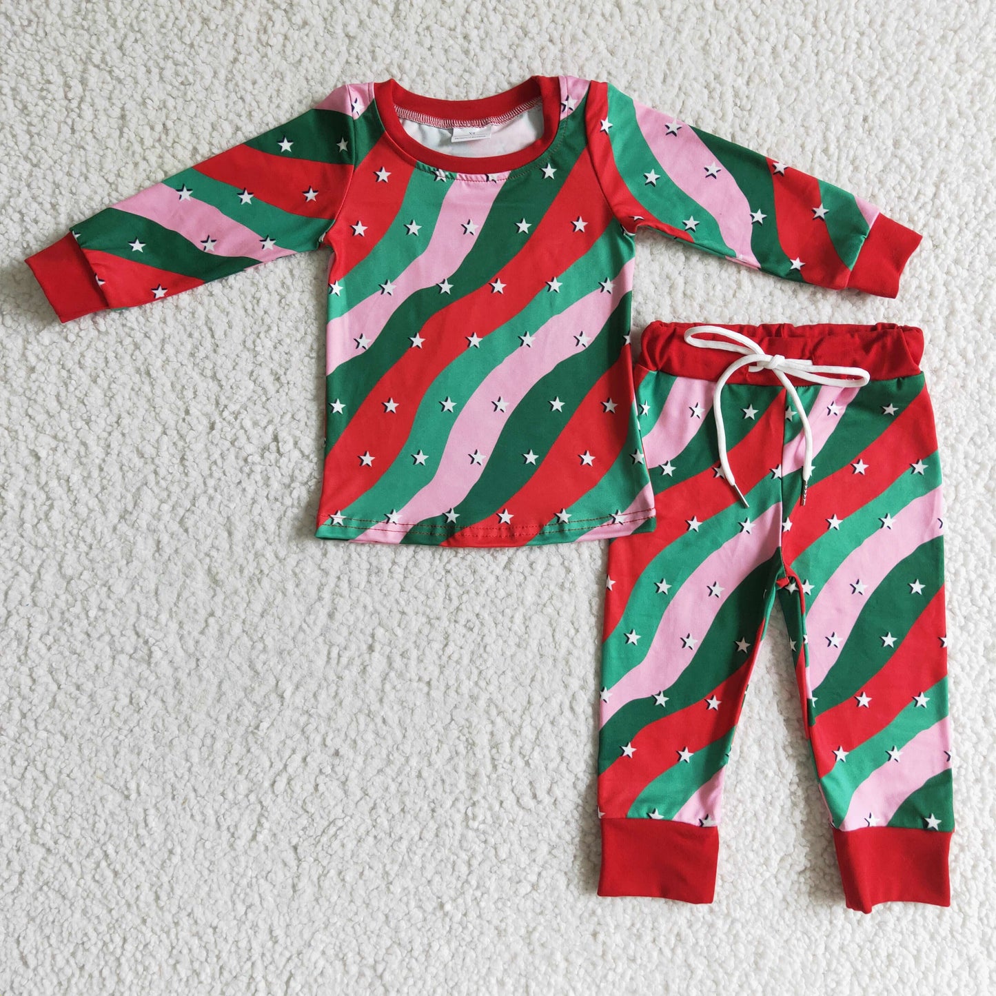 long sleeve star print Christmas pajama set