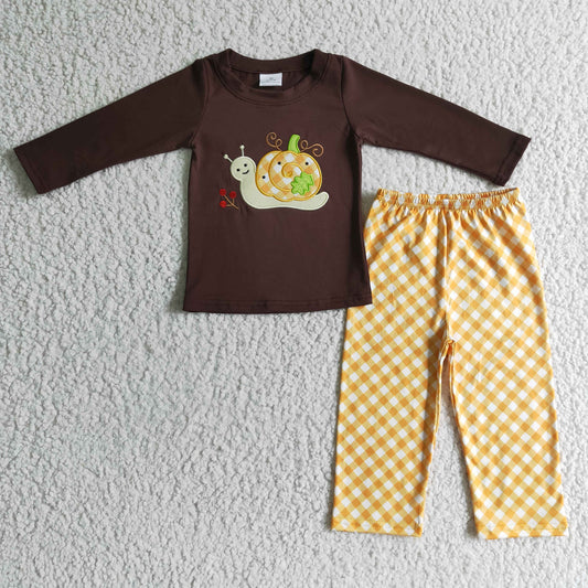 boy long sleeve snail pumpkin outfit