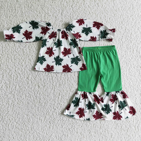 baby girls Christmas leaf 2pcs outfit