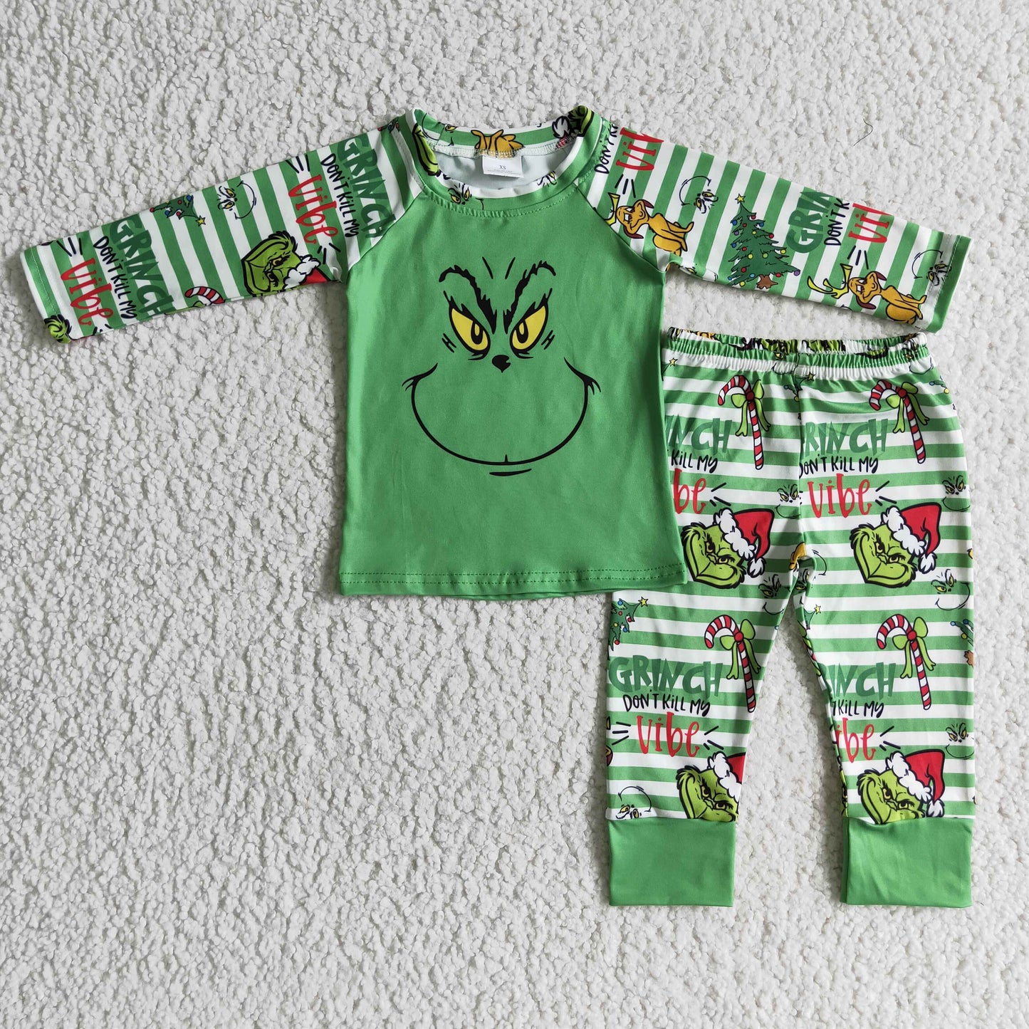 boy long sleeve green design pajama set